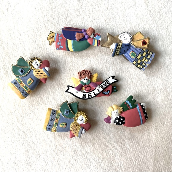 Vintage Figural Button Covers Lot of 6 Angels Celestial Themed Art To Wear Craft - Picture 1 of 11